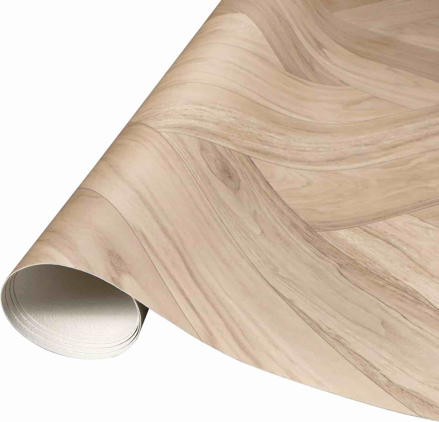 Mohawk Elite Boho Light Beige Oak Wood Grain Herringbone Design, 12’ Long, Atleast 5’ Wide