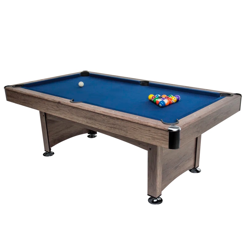 Triumph Sports American Legend Maverick 84” Billiard Table, Rustic Light Wood Frame, Blue Felt. All Accessories included. 84” L x 46.5” W x 31” H. (45-6851W)