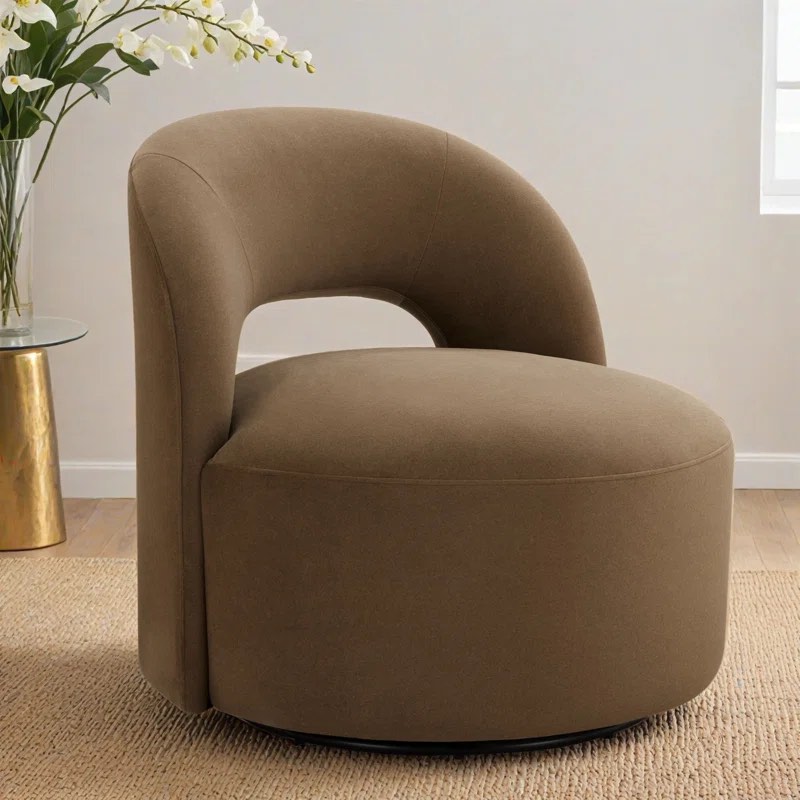 Denison 32'' Ultra Soft Velvet Swivel Accent Chair in Vesper Tobacco Brown, 32'' H X 32.3'' W X 32.8'' D