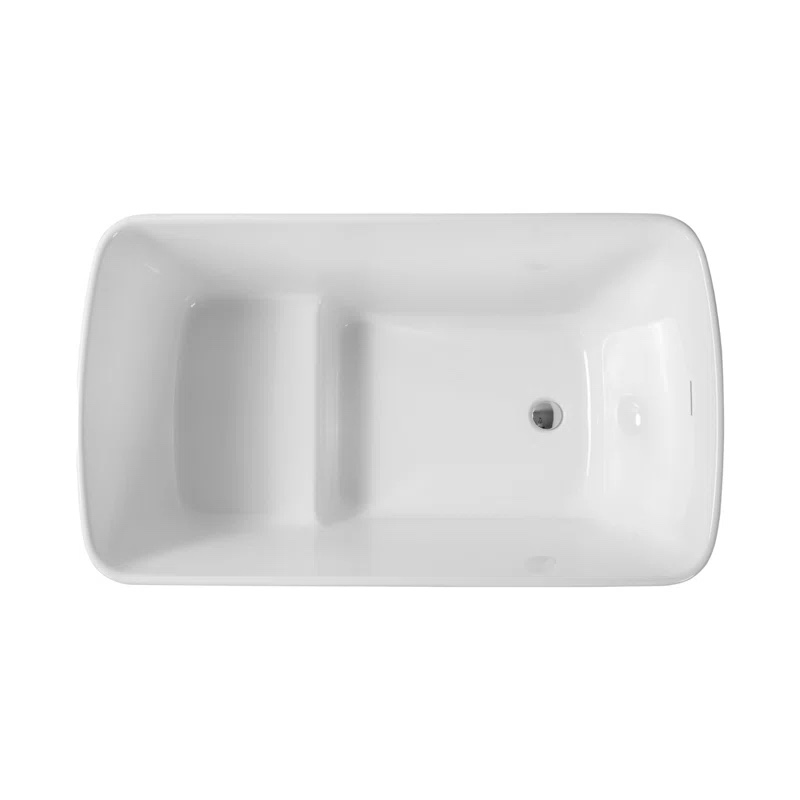 49” W x 29” D Acrylic Freestanding Soaking Bathtub with Seat for Small Spaces