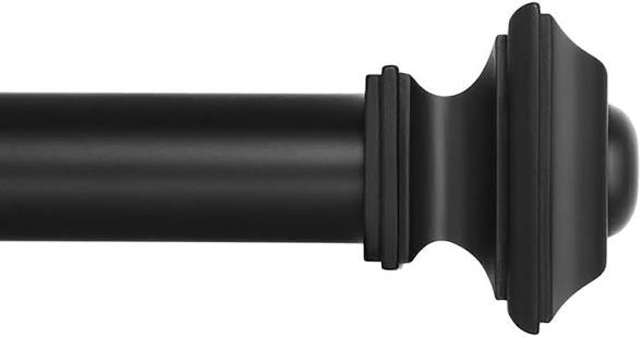 Ivilon Drapery Treatment Window Curtain Rod - Square Design 1 1/8 Rod. 72 to 144 Inch. Black (B01GOTKKX2)