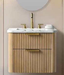 liljan 24'' wall-mounted single bathroom vanity with engineered stone top