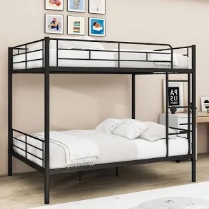 Durable Metal Bunk Bed With Ladder Twin