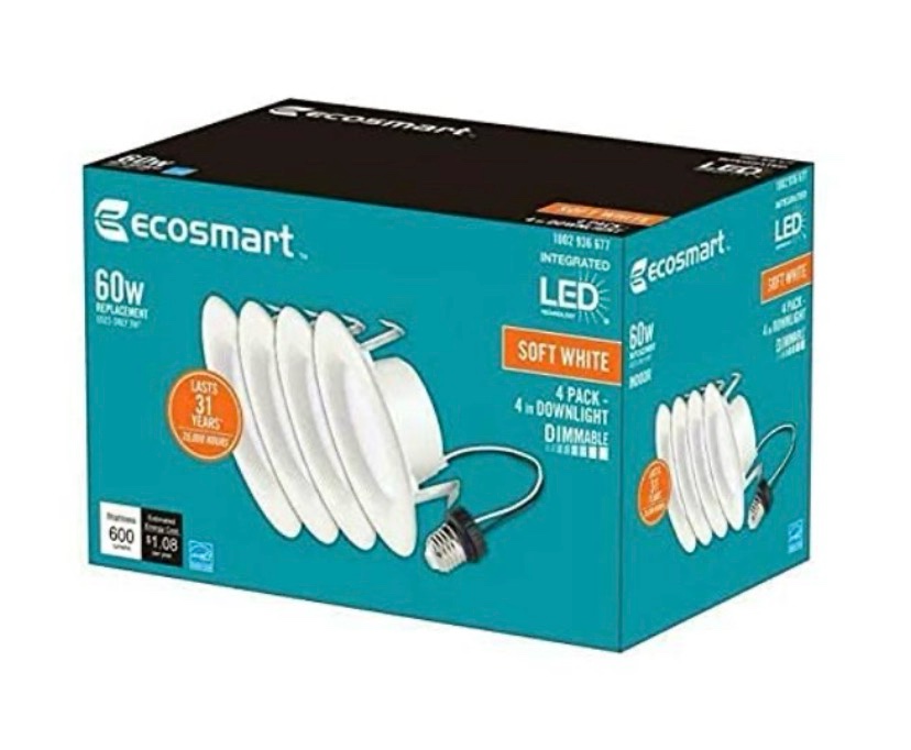 ecosmart 4 in. white integrated led recessed trim soft white 4-pack