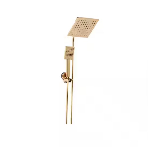 modern 1-spray 7.9 in. dual tub wall mount fixed and handheld shower heads 1.8 gpm in matte gold