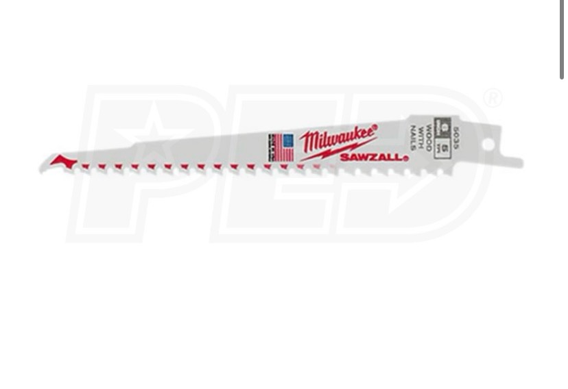 Milwaukee 48-01-7036 - SAWZALL® Nail Embedded Wood Blade - 9" - 5 Teeth Per Inch - Contractor Pack - 100 Pack