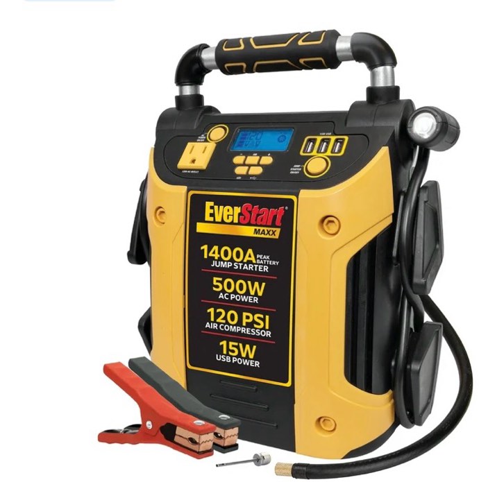 EverStart Maxx J5CPDE 1400 Peak Amps Jump Starter, Power Station, 500W Inverter, 120 PSI Compressor
