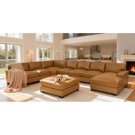 gabriel 6 - piece genuine leather match sectional(laf piece only)