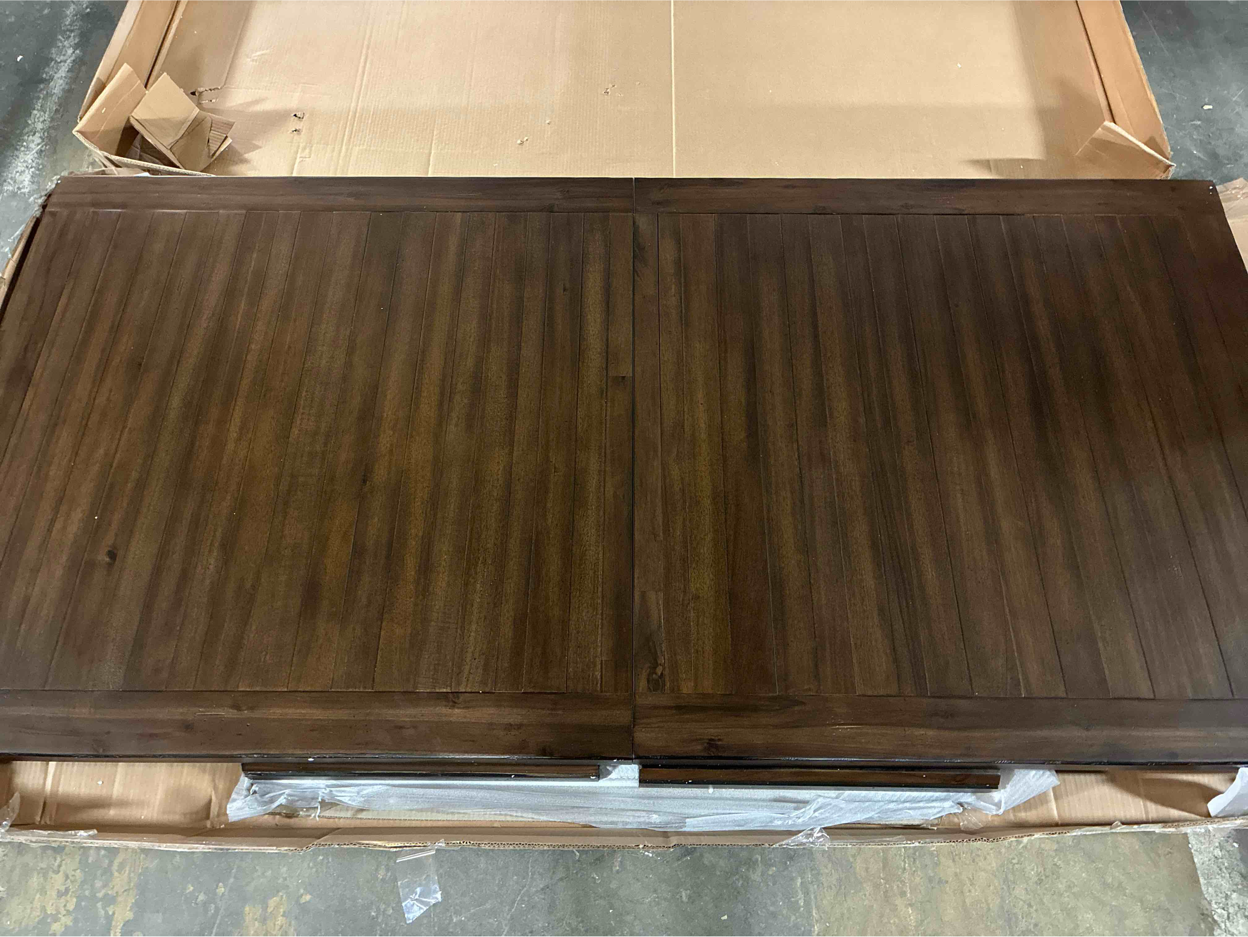 Condition photo showing As Is for Auburn 86-126-inch Dining Table Top with 2 - 20-inch Leaves - 86-126”x42”x30” - (Table top only, legs/base sold separately)
