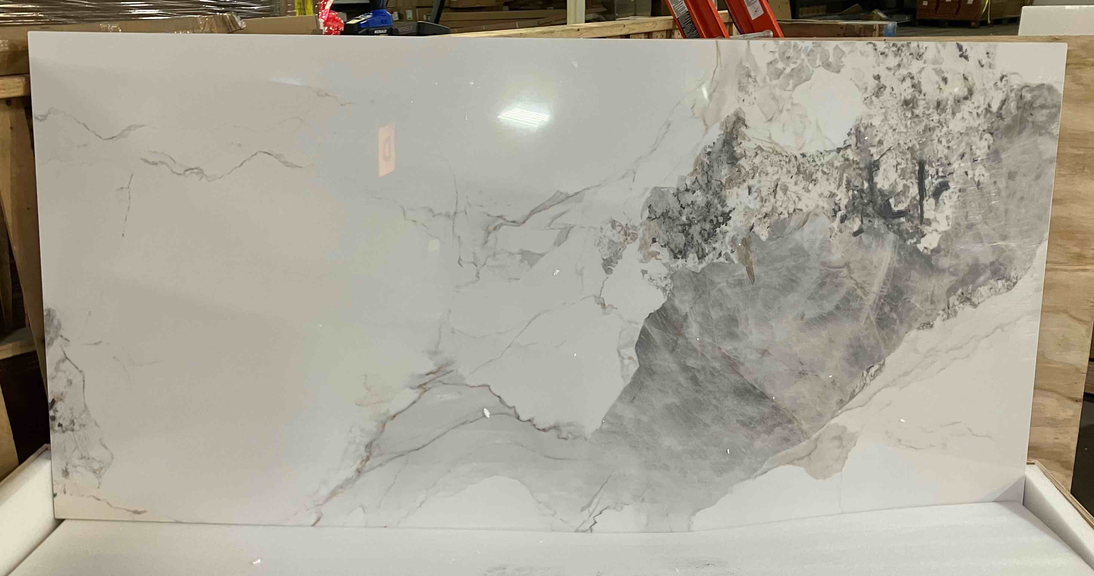 Condition photo showing Good Condition for Cerinle 78.74'' to 110.24'' Extendable Rectangular Sintered Stone Dining Table for 8-10 - (Good condition because item is the tabletop only, base/legs and chairs are sold separately. tabletop is in perfect condition)