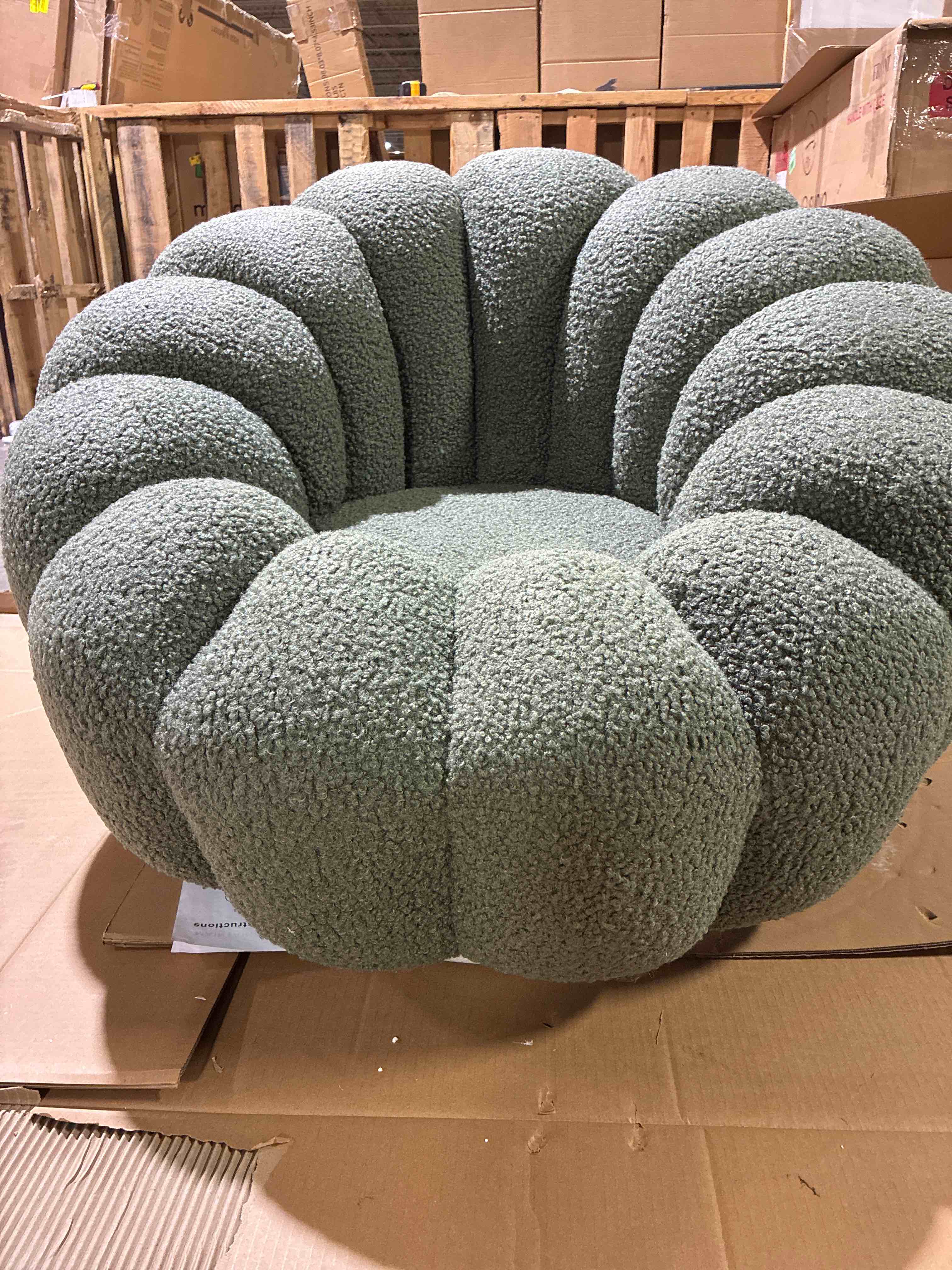 Condition photo showing New/Like New for Cerone Polyester/Wool Shell Swivel Chair in Avocado Green. 27.6'' H X 25.2'' W X 25.2'' D