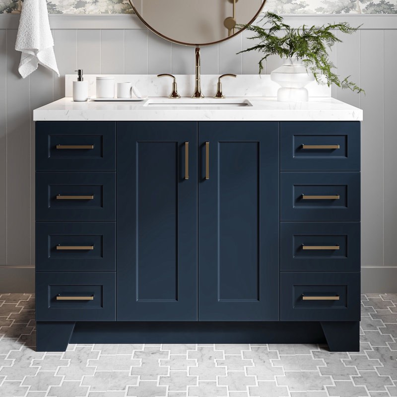 Freitas 48'' Solid Wood Single Bathroom Vanity - Sink is included by item is the Vanity only, Quartz top sold separately - (some paint scuffing on the inside of cabinet underneath where the sink sits, not visible from the outside. A small paint touch-up will make it perfect)