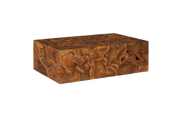 Condition photo showing Good Condition for Teak Slice Coffee Table, Rectangle, Scratches and scuffing on 3 sides (pictured) 47” x 31” x 15”