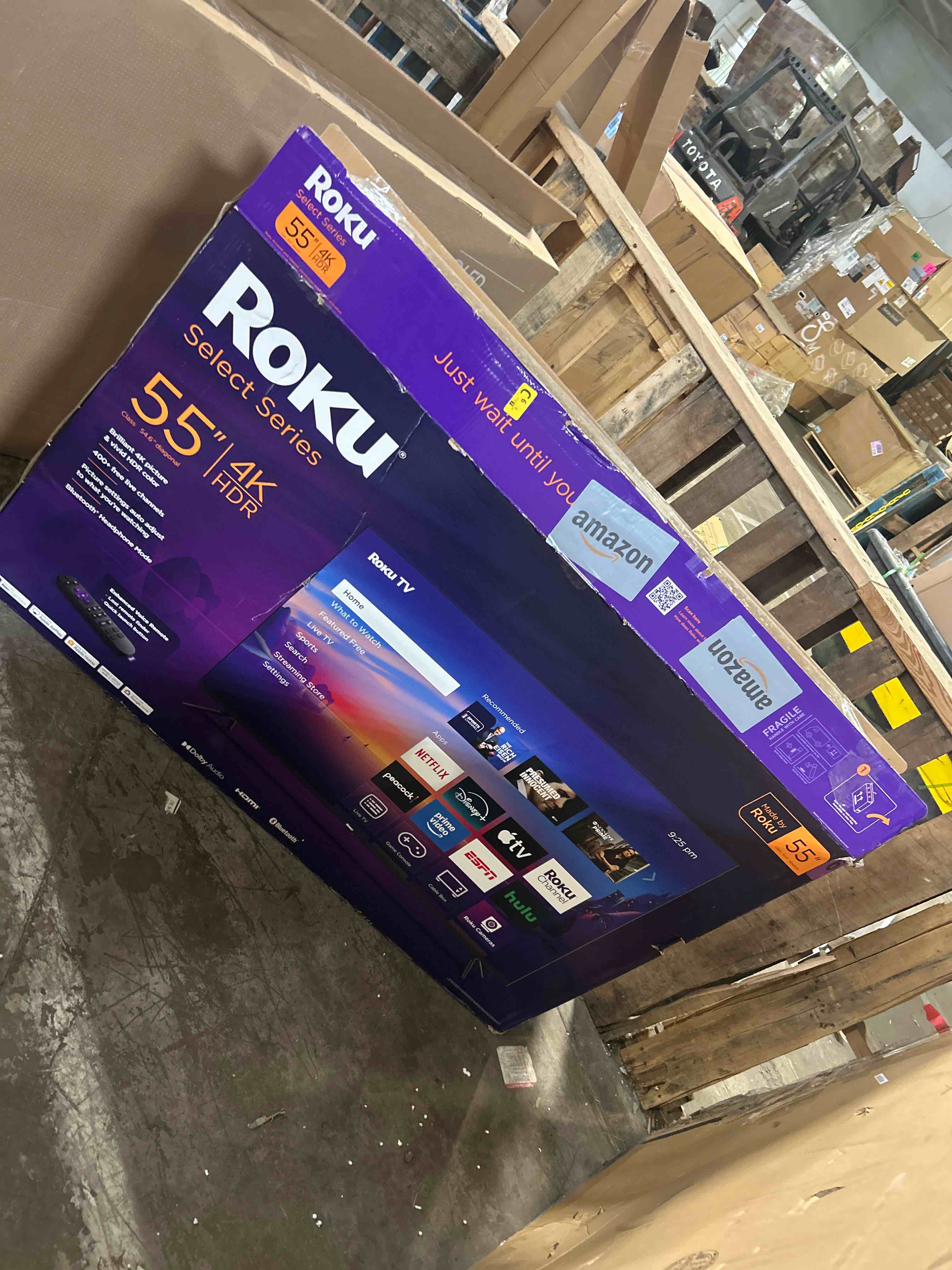 Condition photo showing As Is for Roku 55 Inch Class Pro Series 4K QLED Mini-LED Smart TV with HDR, Voice Remote, Wi-Fi 6, Dolby Vision, 12 Month CPS Warranty, HDMI Cable and Screen Cleaner for Home Entertainment Streaming (55 inch)