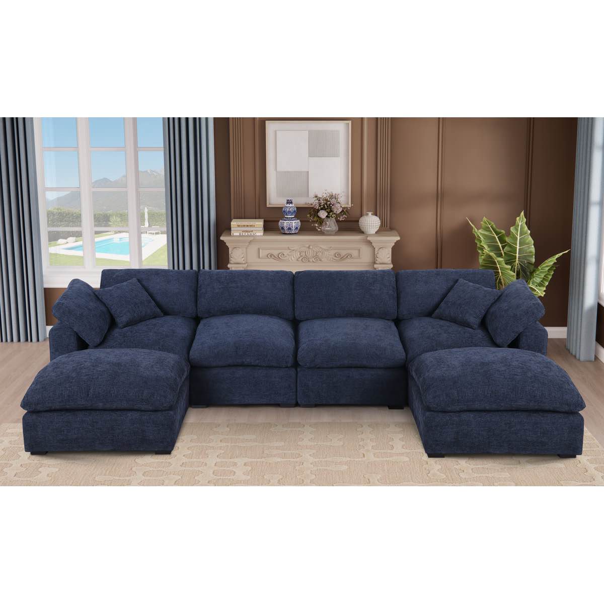 Wilroy 6-piece Comfy U-shaped Sofa Couch Reversible Chaise Sectional(Ottoman only )