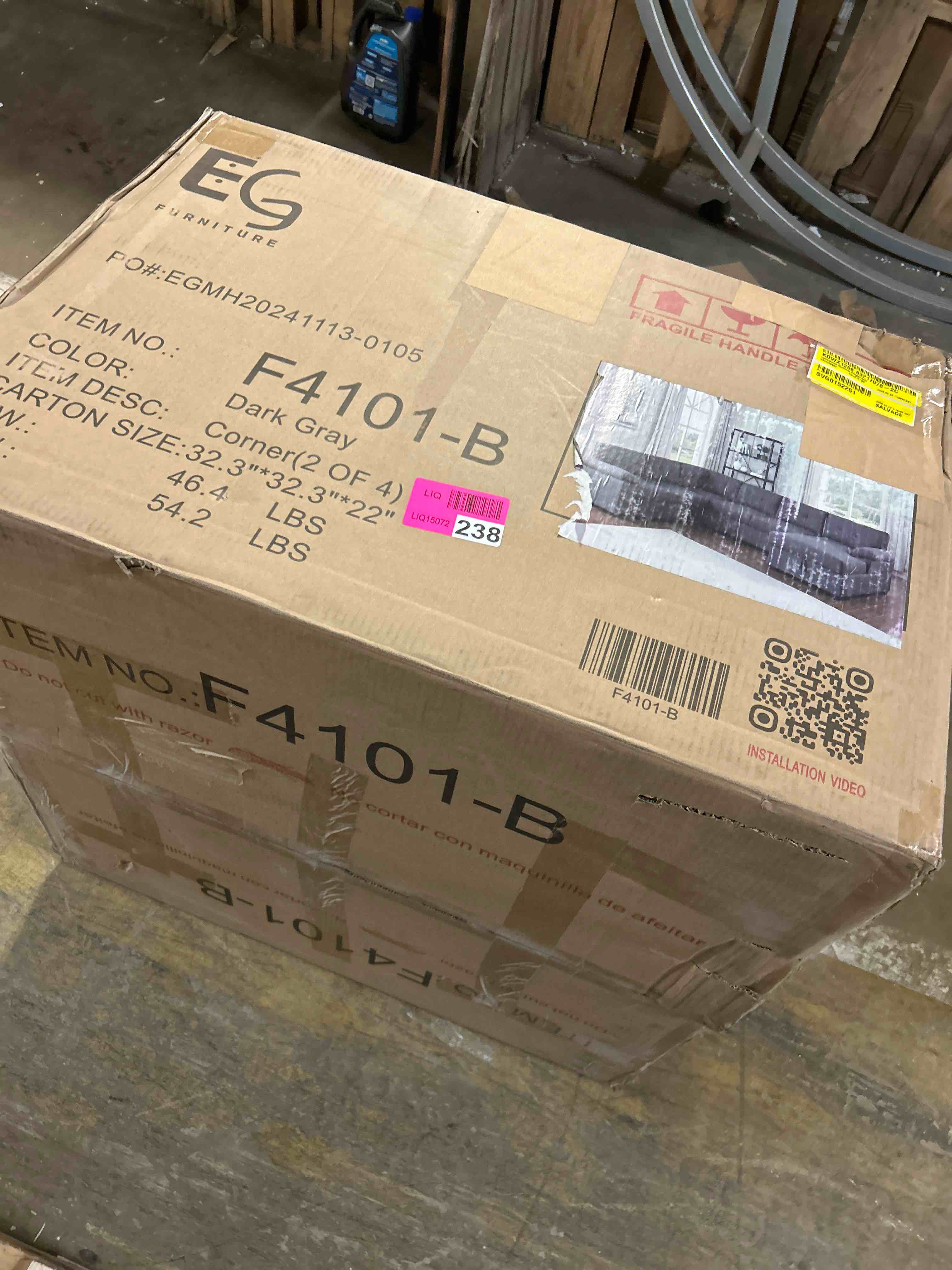 Condition photo showing As Is for Upholstered Sectional Sleeper Sofa(Box 2 of 4 ) (Corner piece only)