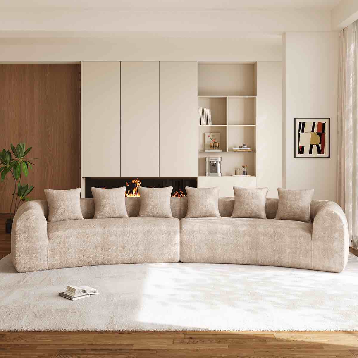 157" modern sectional sofa with curved aesthetic(half of couch only)