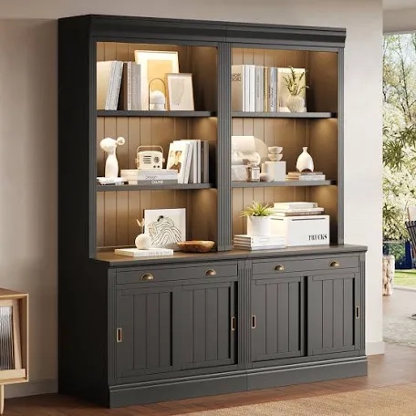 83.4"tall bookshelf suite with led lighting(2 boxes only)