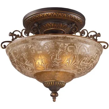Daceyville 19"  Wide 3-  Light Semi Flush Mount  Antique Golden(Similar )