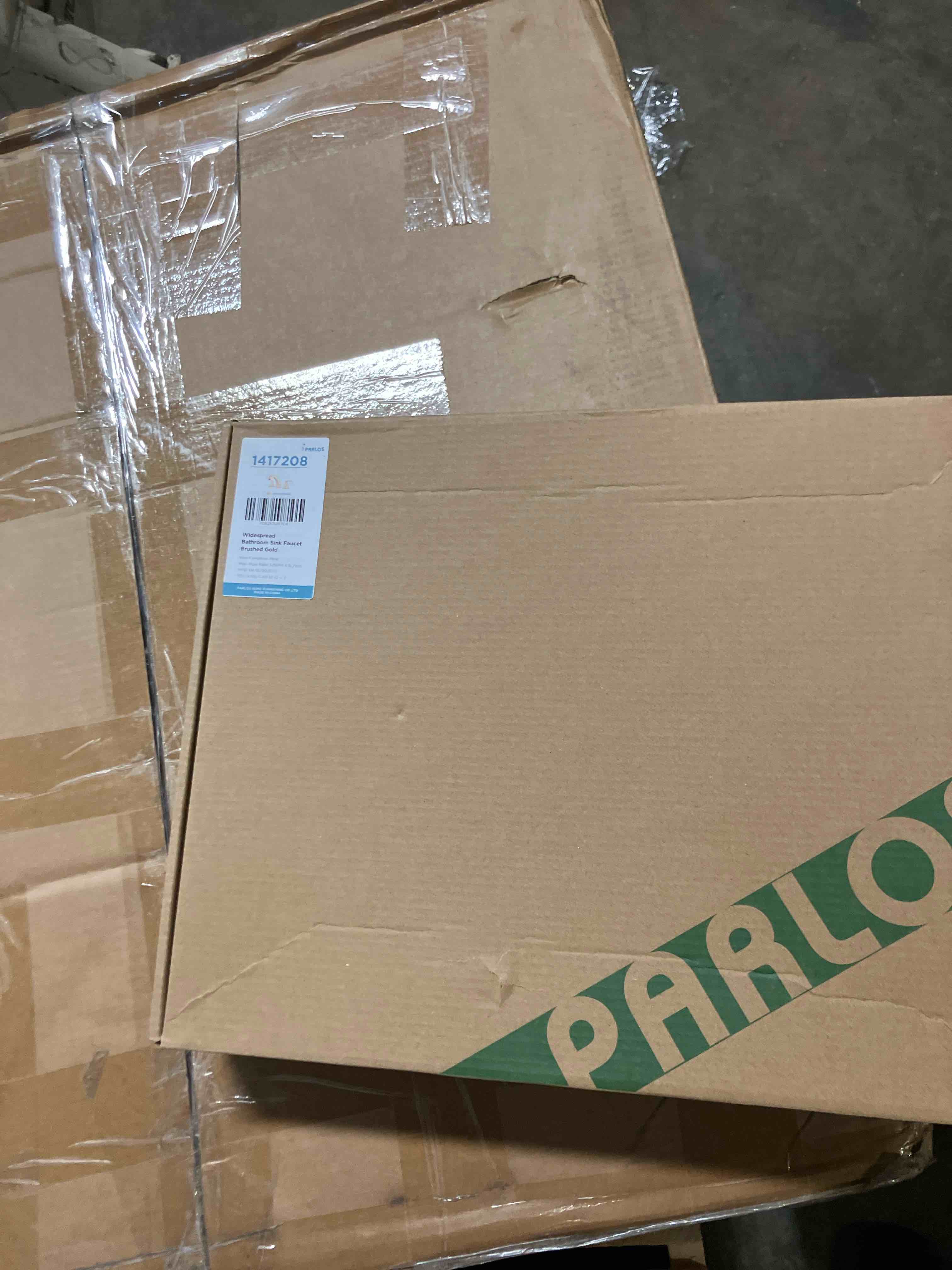 Condition photo showing New/Like New for Parlos Widespread 2-Handle Bathroom Faucet with Pop-up Drain  Quick Connect Hose and cUPC Supply Lines  Brushed Gold
