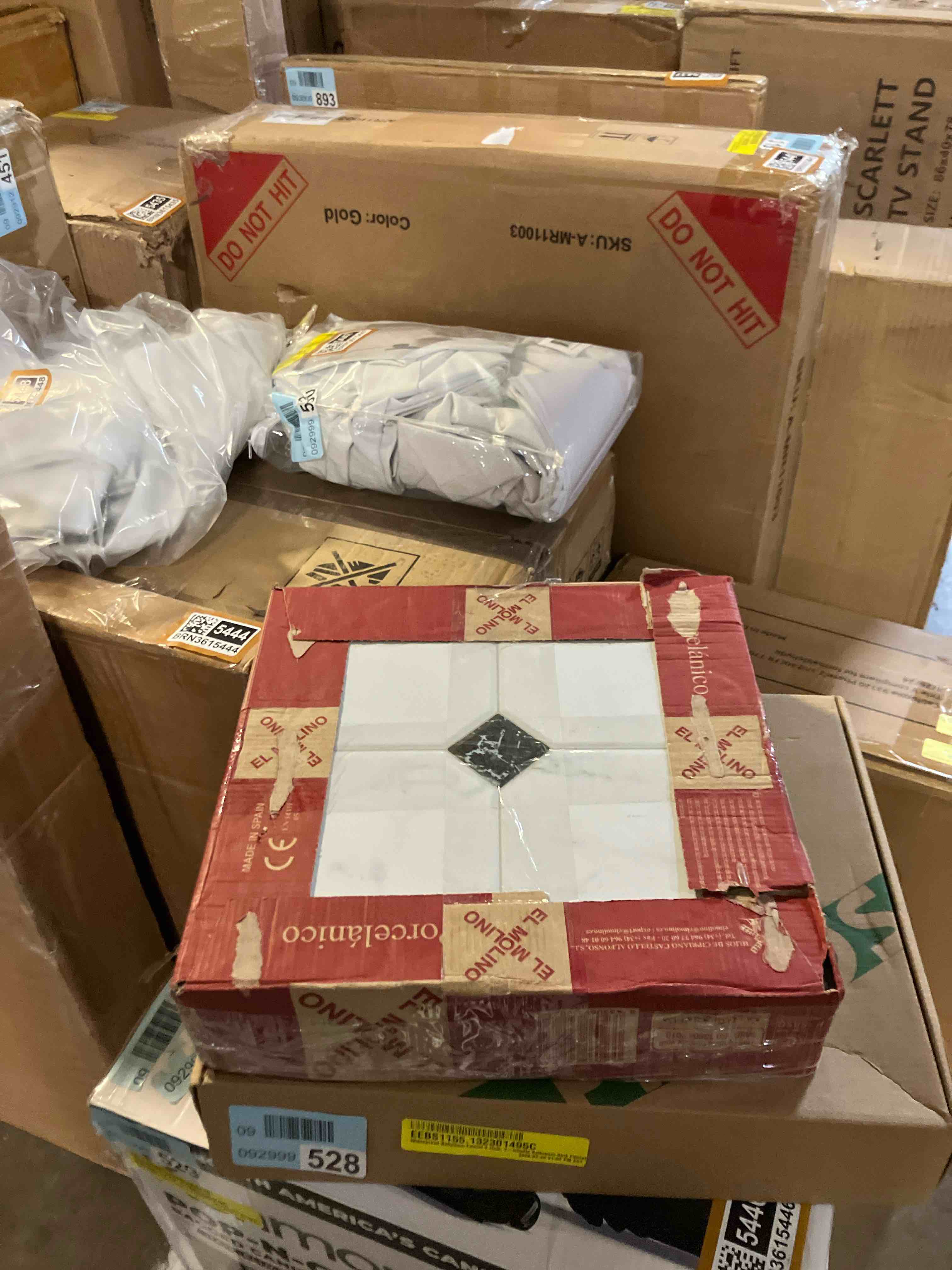 Condition photo showing As Is for SomerTile Betera Jet Blanco 13-1/8" x 13-1/8" Ceramic Floor and Wall Tile (Some tile broken)