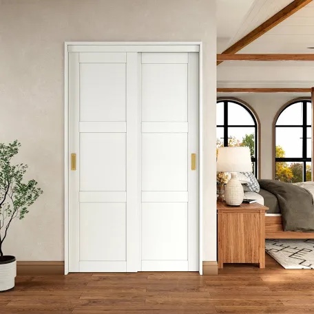 80" white primed 1-panel closet sliding door with hardware kit 