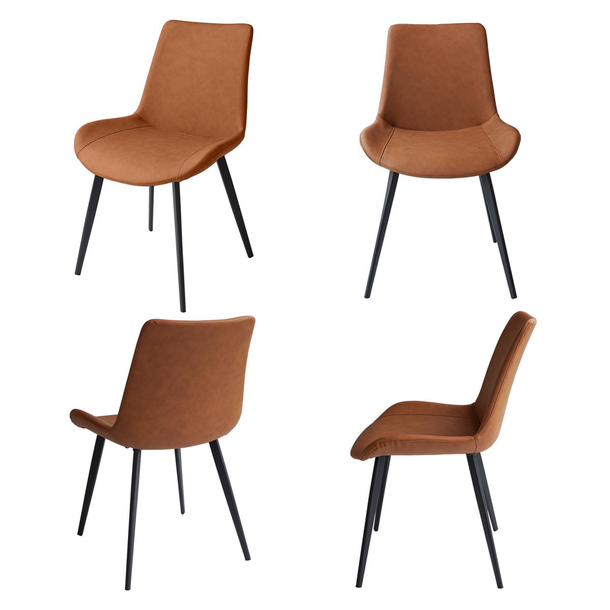 32.4"h modern upholstered dining chairs, faux leather back with steel legs for kitchen, dining, living, reception, office guest chairs, and outdoor
