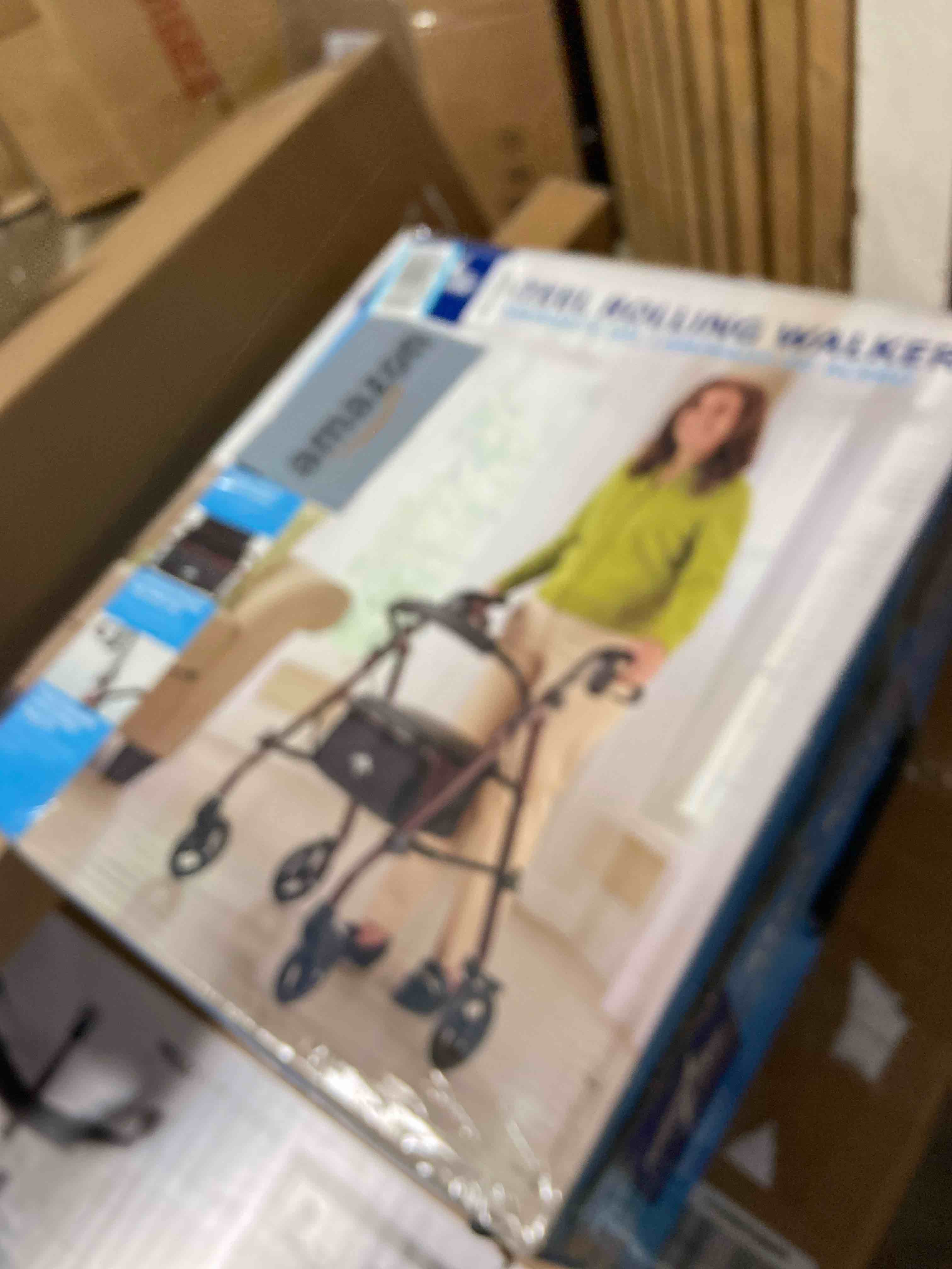 Condition photo showing New/Like New for Medline Steel Rollator Walker  Folding Rolling Walker  6  Wheels  350lb Weight Capacity  Burgundy Red Frame