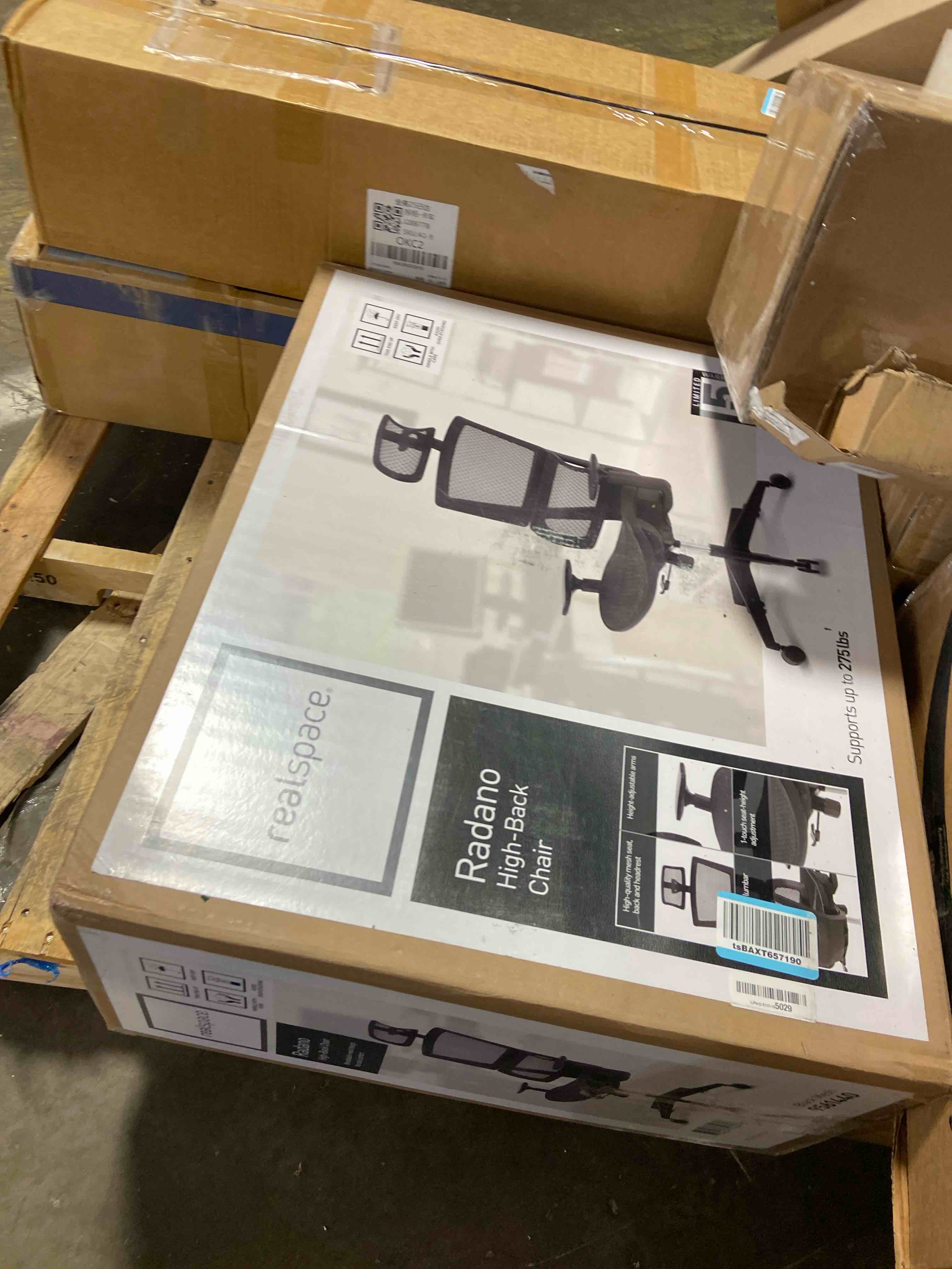 Condition photo showing New/Like New for Realspace® Radano Mesh High-Back Executive Office Chair, Black, BIFMA Compliant