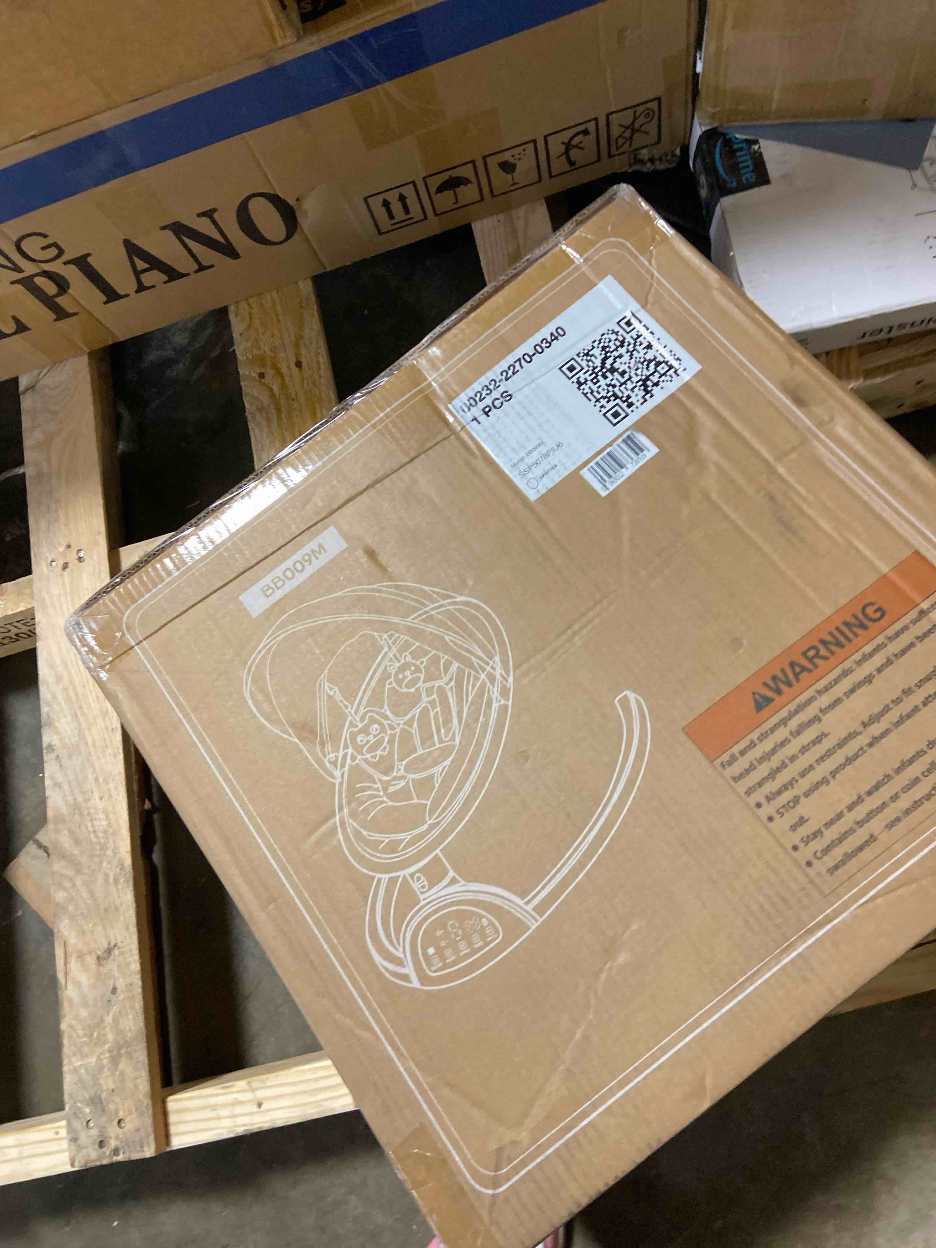 Condition photo showing New/Like New for BabyBond Baby Swings for Infants, Bluetooth Infant Swing with Music Speaker, 3 Seat Positions, 5 Point Harness Belt, 5 Speeds and Remote Control - Portable Baby Swing for Indoor and Outdoor (Black)