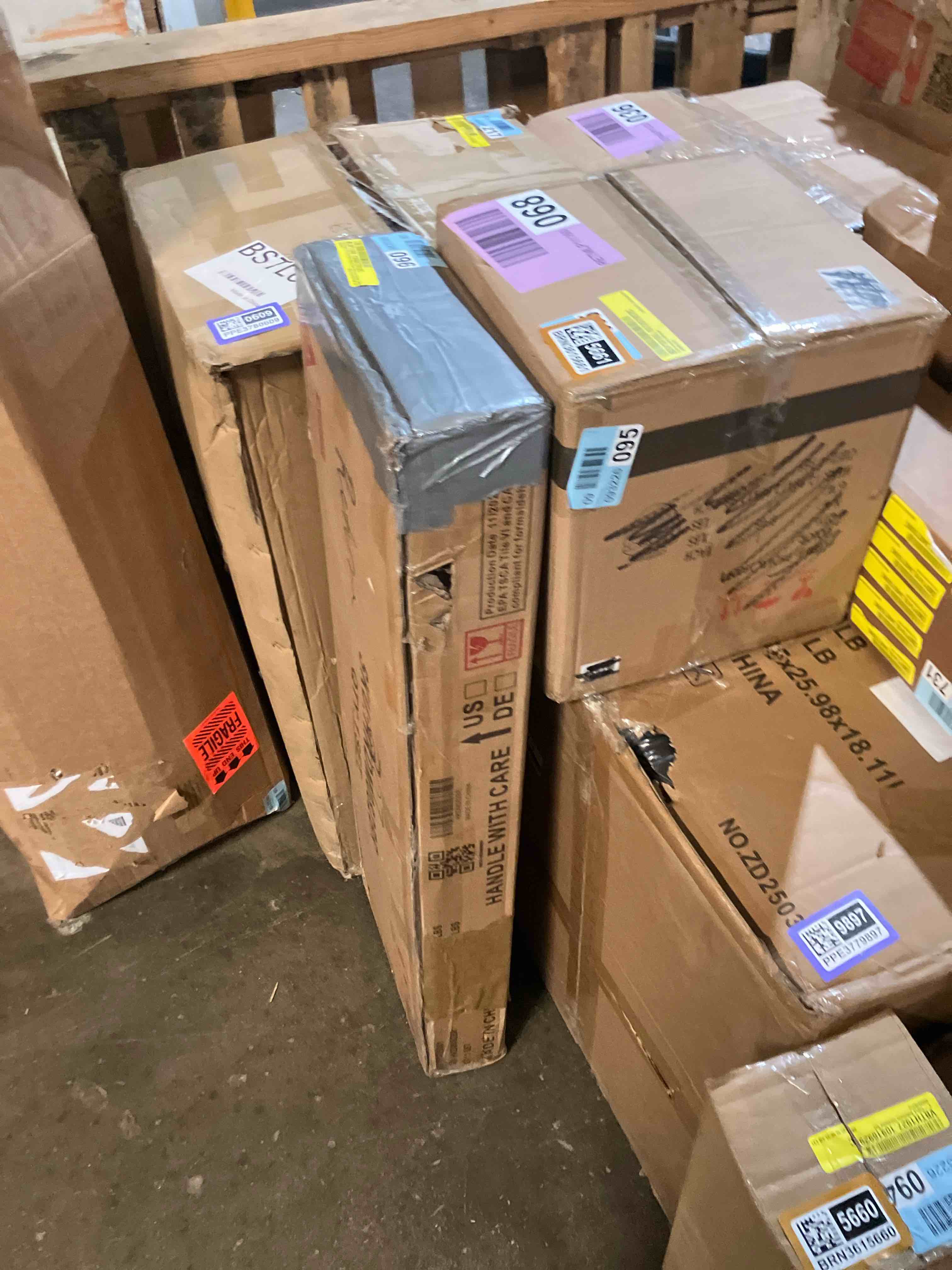 Condition photo showing Good Condition for Potato Storage Bin, Farmhouse Wood Potato And Onion Storage Cabinent (Box previously opened)