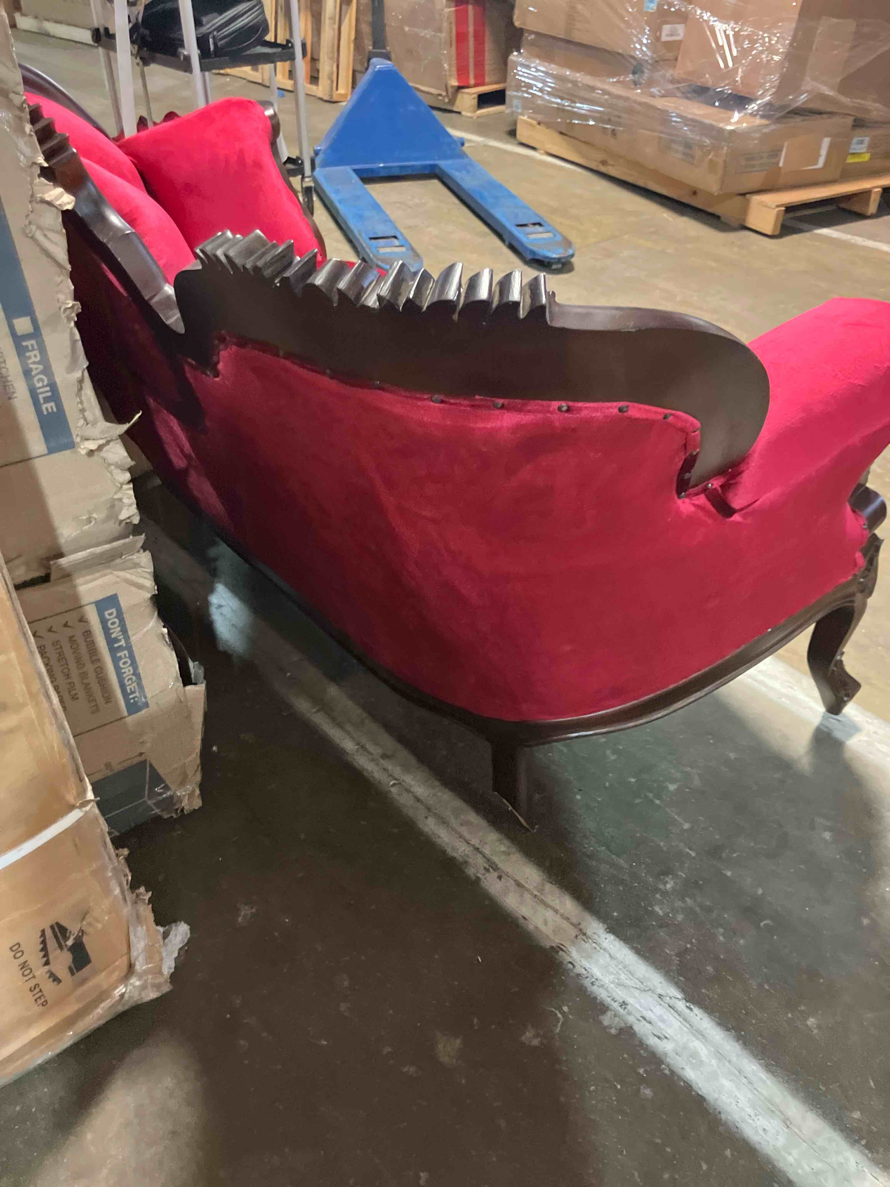 Condition photo showing As Is for Dorolisa 60'' Velvet Loveseat (Broken back legs)