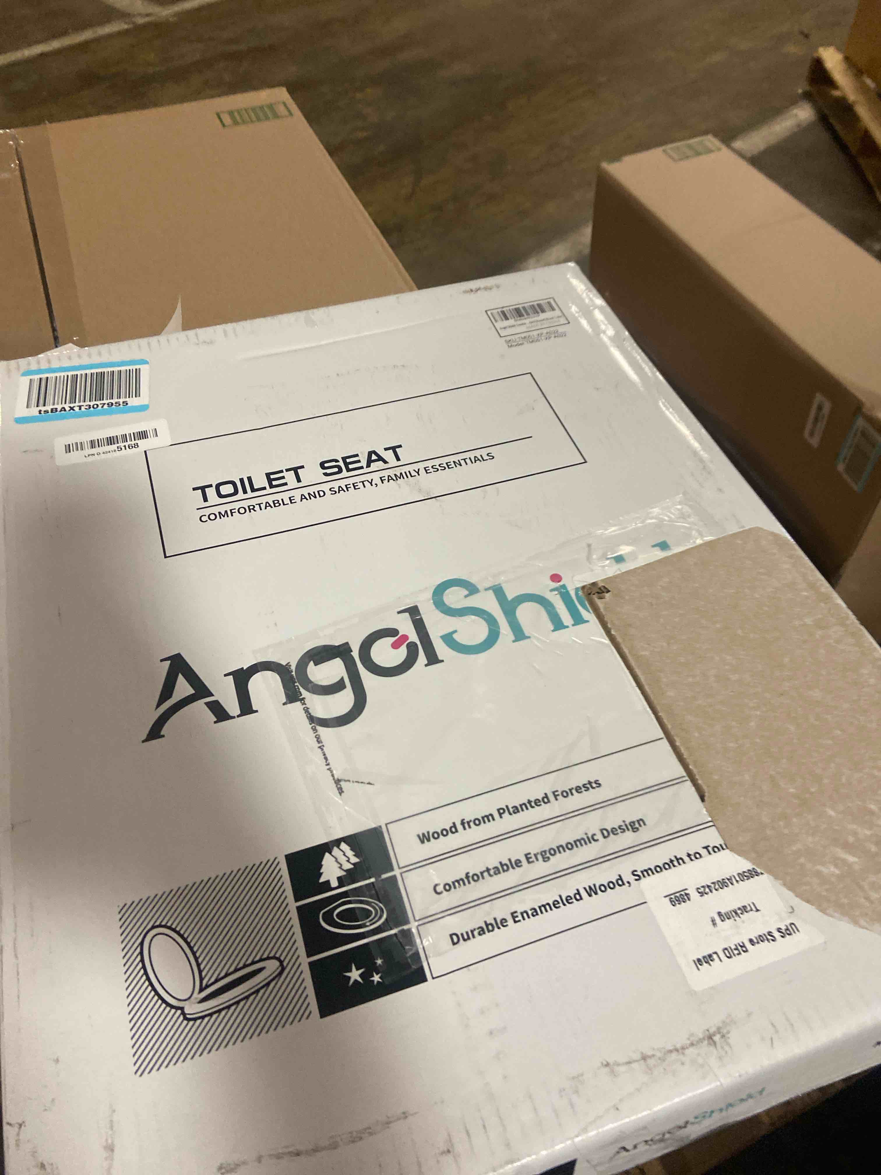 Condition photo showing New/Like New for Angel Shield Durable Wood Veneer Natural Toilet Seat Metal Hinged Easy Clean Anti-scratch American Standard(Round,Wood Color) Round-16.5” Wood