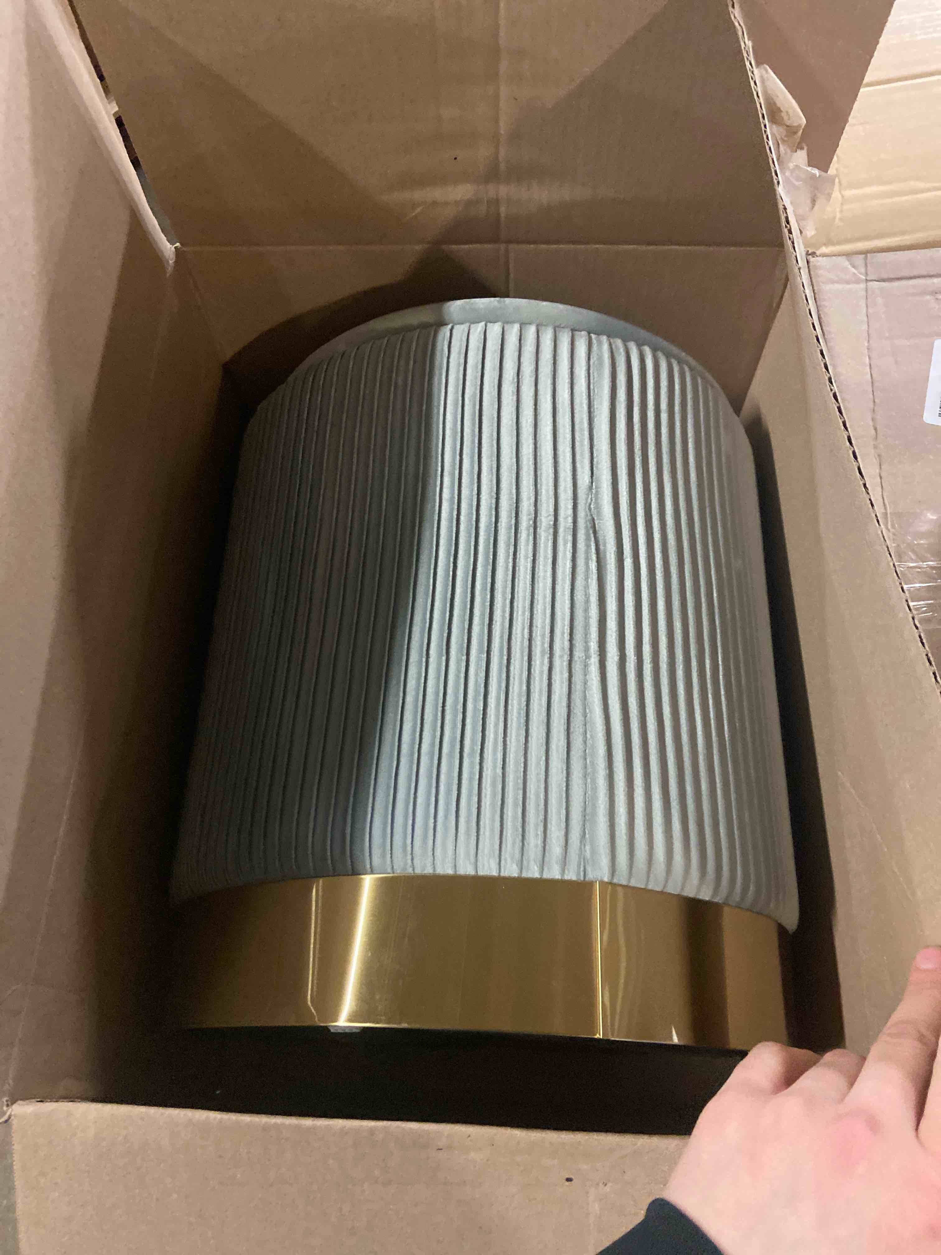 Condition photo showing New/Like New for IBUYKE Round Storage Ottoman Set of 2 Ottoman for Dorm Vanity Stool with Storage Velvet FootStools End Table Boucle Ottoman for Home Organization Gray UWBD016G Grey With Circular