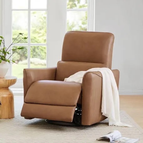 Santo Top Grain Genuine Leather Swivel Power Recliner(Box been opened)