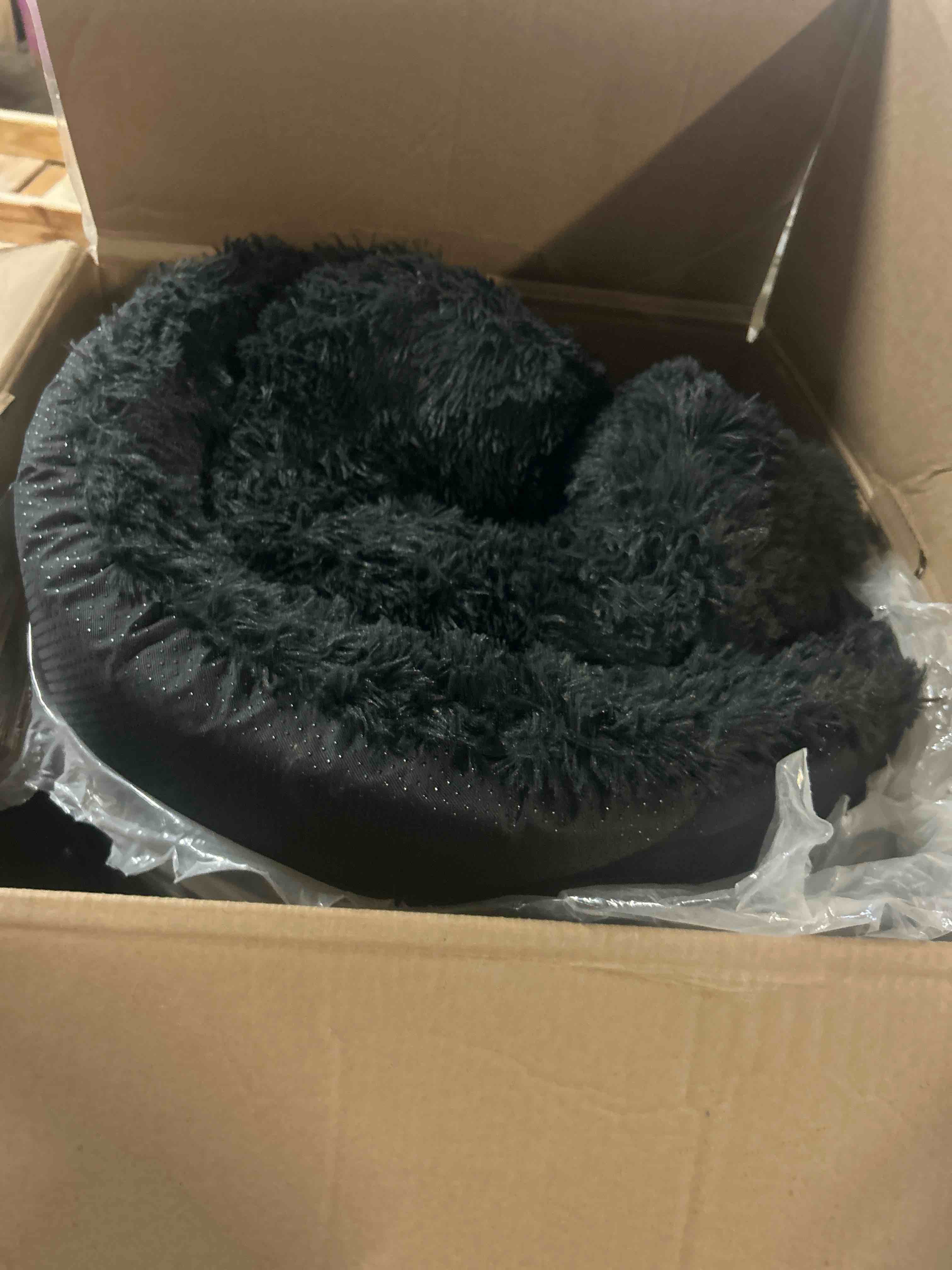 Condition photo showing As Is for WESTERN HOME WH Calming Dog Bed & Cat Bed, Anti-Anxiety Donut Dog Cuddler Bed, Warming Cozy Soft Dog Round Bed, Fluffy Faux Fur Plush Dog Cat Cushion Bed for Small Medium Dogs and Cats(similar for bigger dogs)