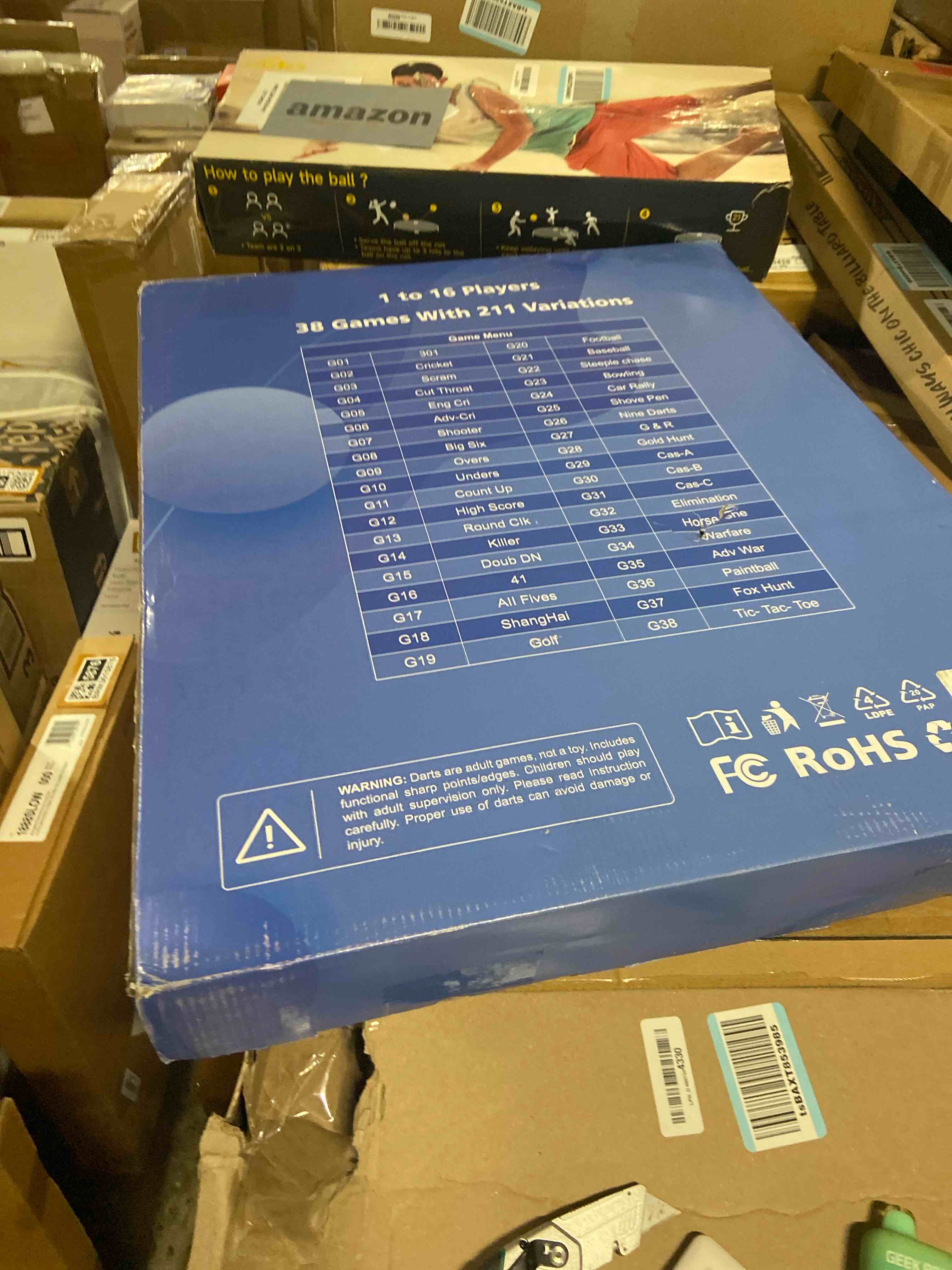 Condition photo showing New/Like New for WIN.MAX Electronic Dart Board Cabinet Set, LED Electric Digital Dart Boards for Adults with Cabinet, Includes 12 Soft Tip Darts Woodgrain