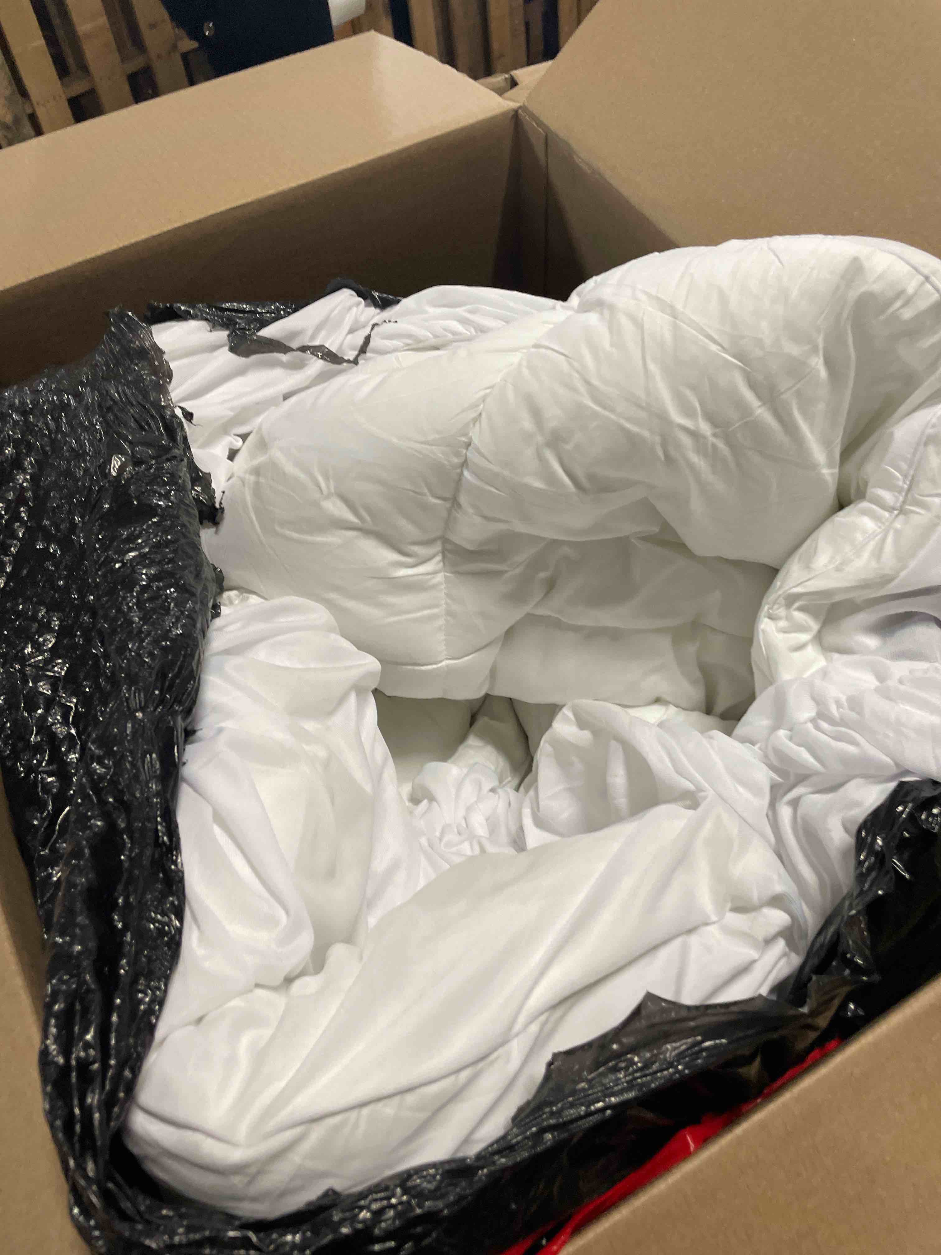 Condition photo showing As Is for NTBAY Twin Comforter - Down Alternative Comforter Duvet Insert, All Season Bedding Quilted Comforter with Corner Tabs, Machine Washable, Soft Comforter Only, White