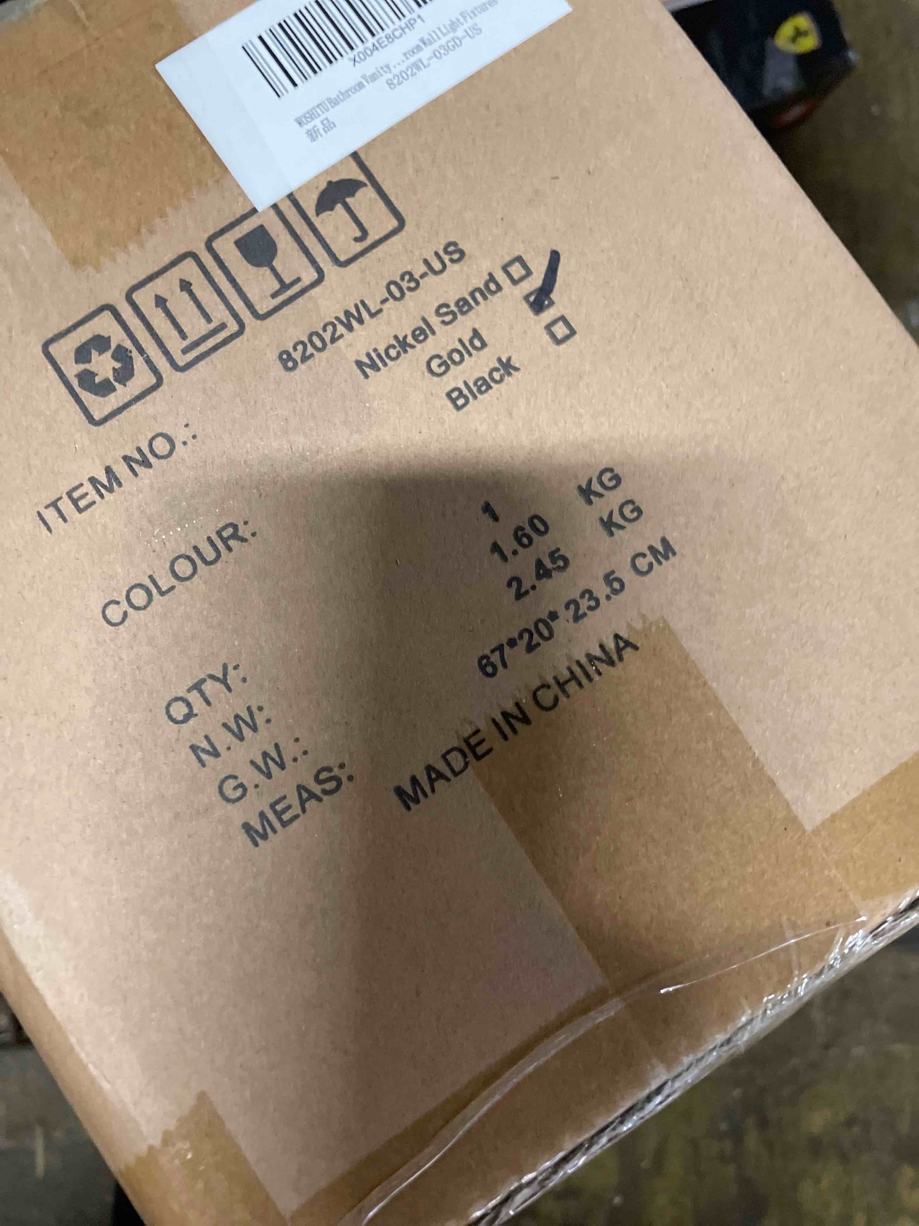 Condition photo showing New/Like New for WOSHITU Bathroom Vanity Light Fixtures: 23.3 Inch Modern Brushed Gold Bathroom Light Fixtures Over Mirror with Clear Glass Shade, 3-Light Bathroom Lights Above Mirror Brushed Gold 3-light