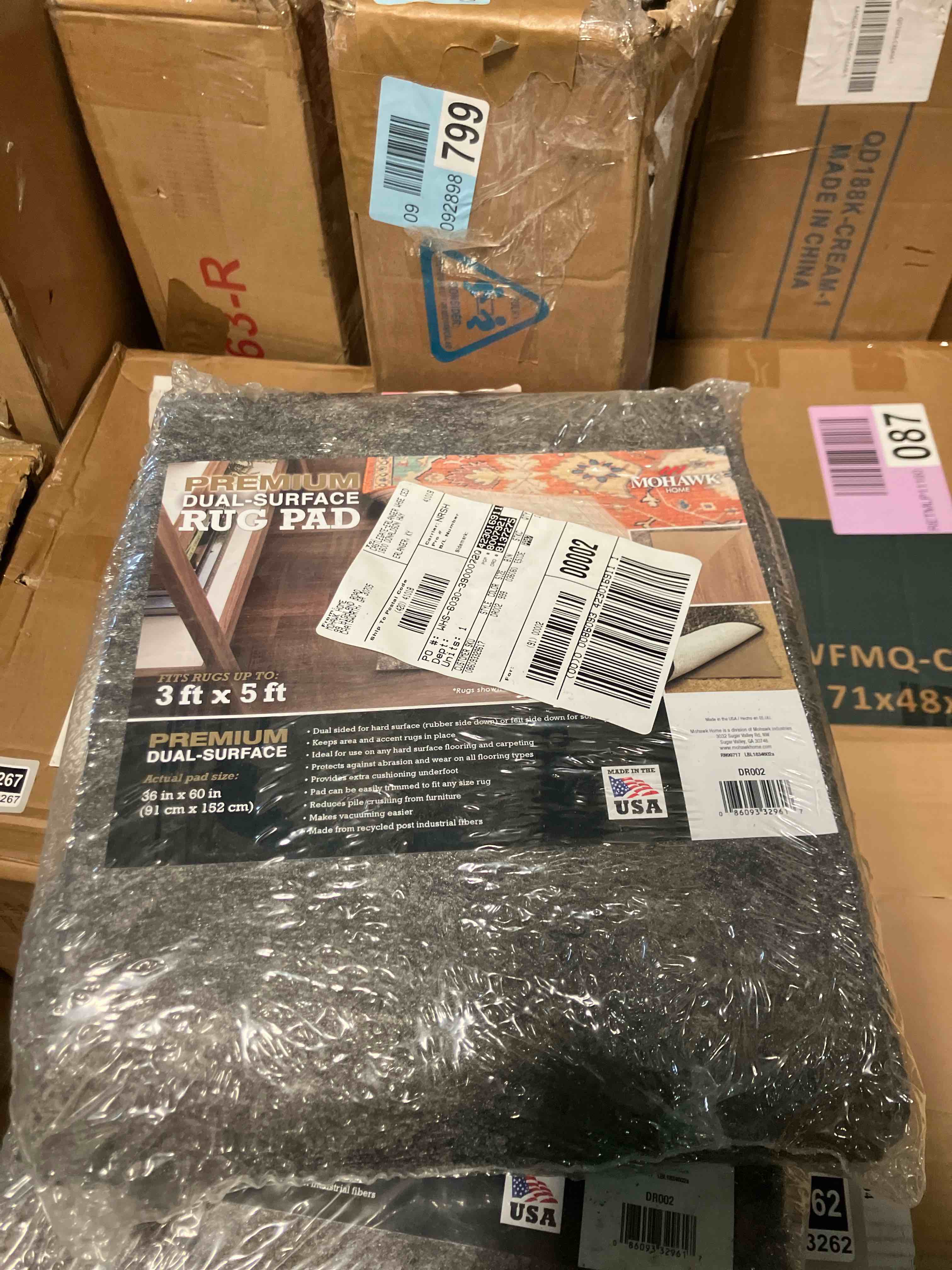 Condition photo showing New/Like New for Mohawk Home 3' x 5' Non Slip Rug Pad Gripper 1/4 Thick Dual Surface Felt + Rubber Gripper - Safe for All Floors 1/4 Inch Dual Surface Rug Pad 3' x 5' (Rectangular)
