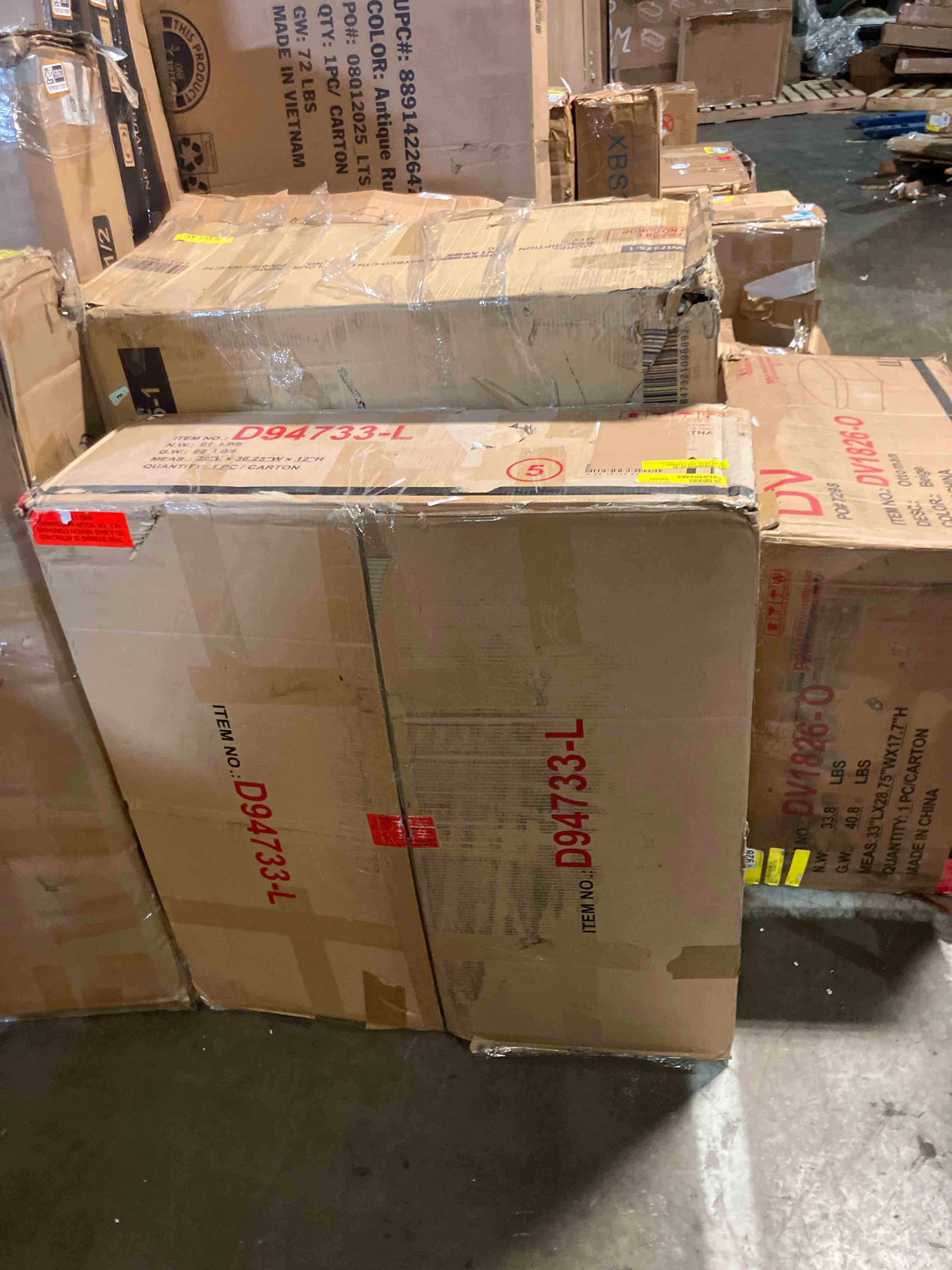 Condition photo showing As Is for George Oliver 134" 6-Piece Modular Wide-Corduroy Sectional Sofa (Left arm chair only)