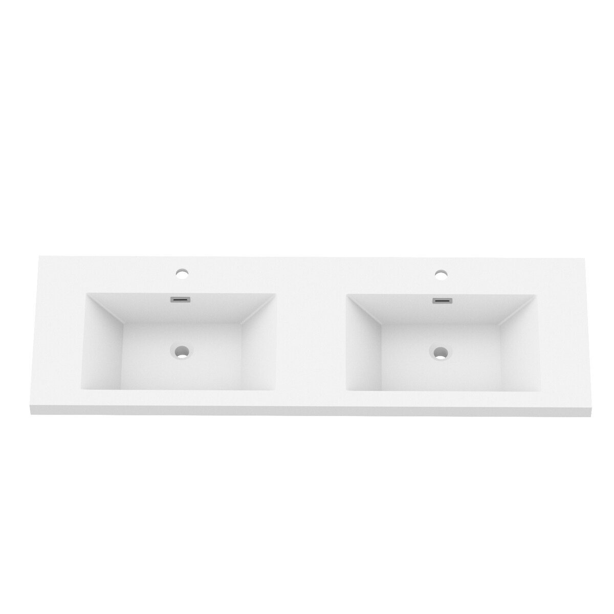 Condition photo showing New/Like New for 60 in. w x 19.5 in. d integrated resin bathroom sink vanity top rectangular sink one-piece design (in box) 60 in. w x 26 in. d x 6.77 in. h