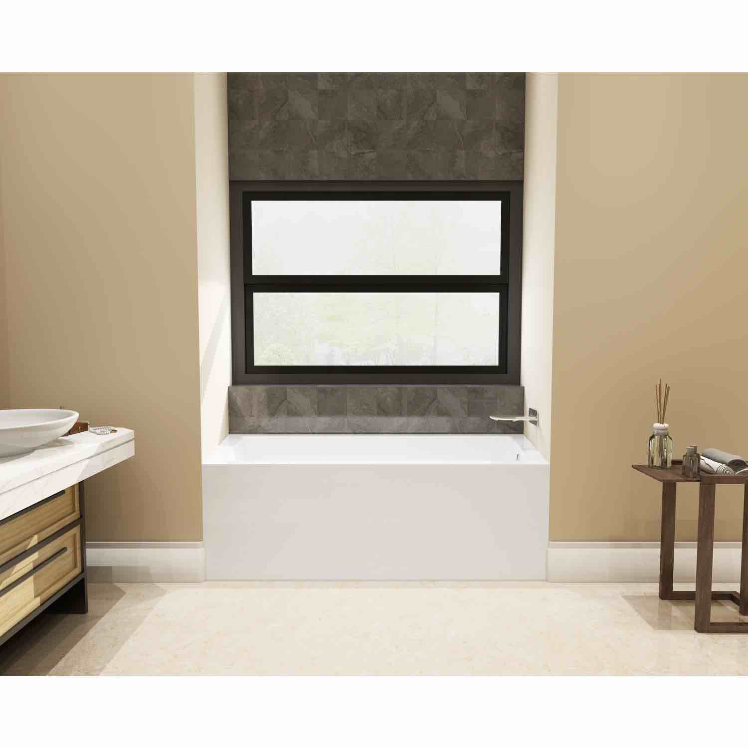 kingston brass aqua eden vtap603622l 60-inch acrylic alcove tub with right-hand drain in white. right rim edge needs repaired, needs cleaned. l)60"x (w)36" x (h)21-5/8"