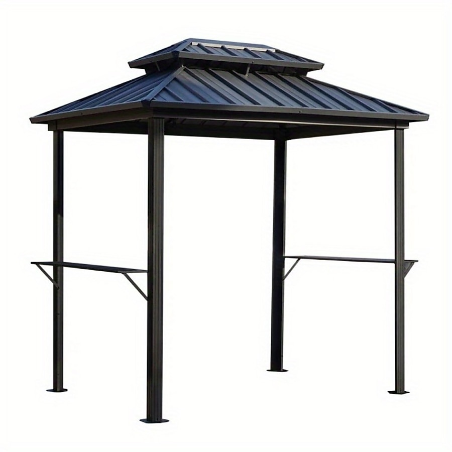Condition photo showing New/Like New for erommy 8-ft x 6-ft wqg060 black gazebo with hardtop roof.
