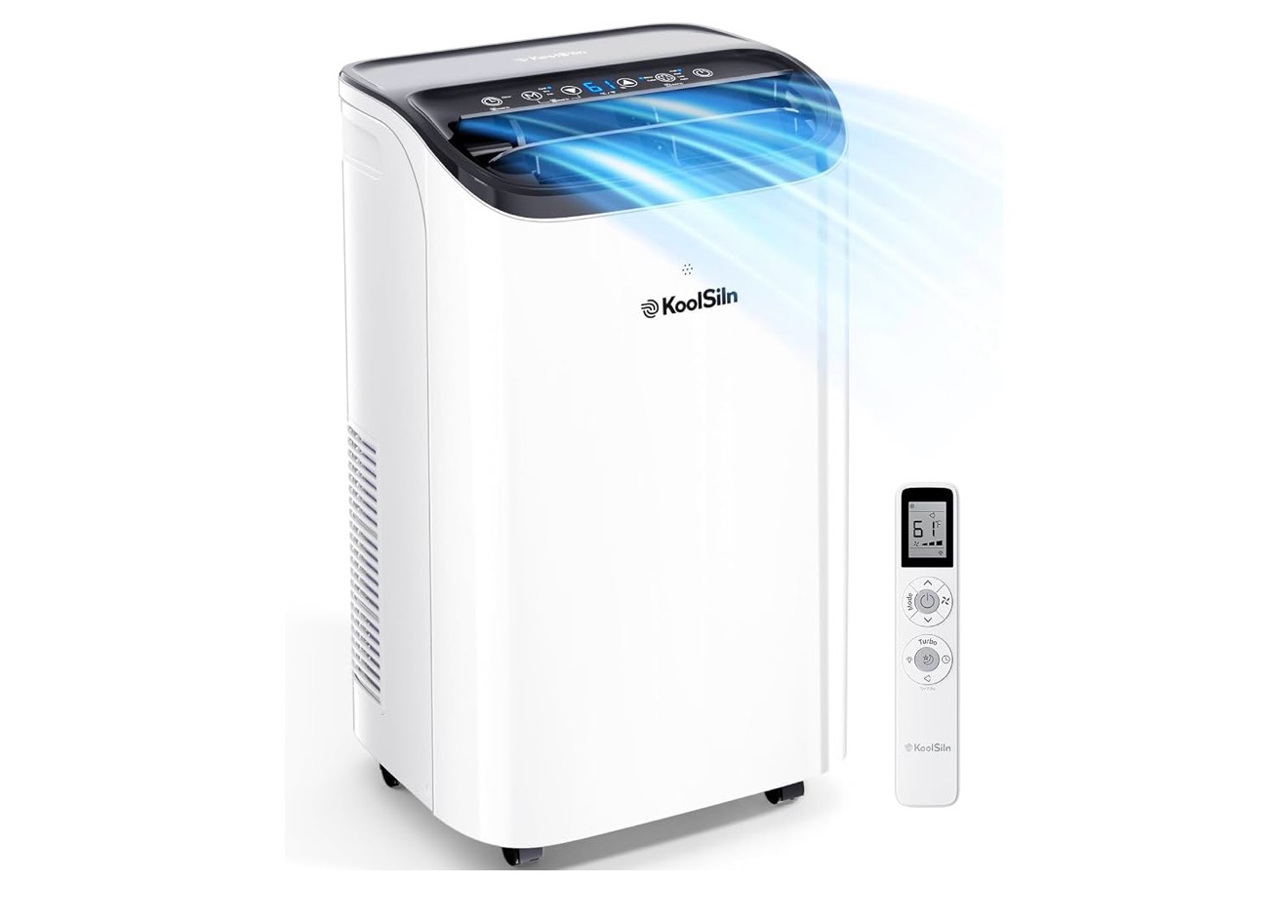 14,000 btu portable air conditioner cools up to 700 sq.ft, auto-evaporation low noise portable ac unit with remote control fits for large room, office, garage, white