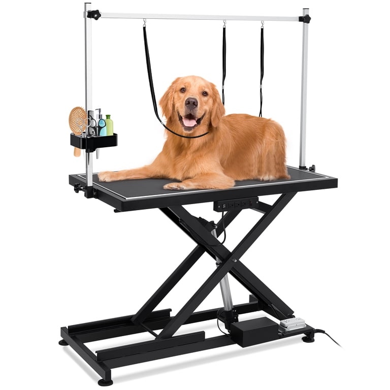 Condition photo showing New/Like New for polimo led professional electric dog grooming table - 50" heavy duty dog grooming station with led light in black