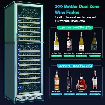 Condition photo showing New/Like New for orymuse large 200 bottle wine fridge - 24 inch wine cooler refrigerator, freestanding and built-in design, upgraded compressor cooling, intelligent temperature memory