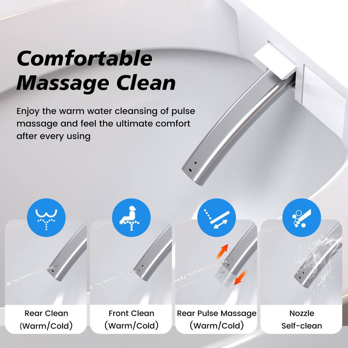 Condition photo showing New/Like New for smart toilet with map 1000 siphon jet flush ,tankless bidet wash, auto open lid, 1.28 gallons auto dual flush, heat seat, warm wash/dryer, soft closing, remote control smt2232c (in box) 27 x 20 x 27