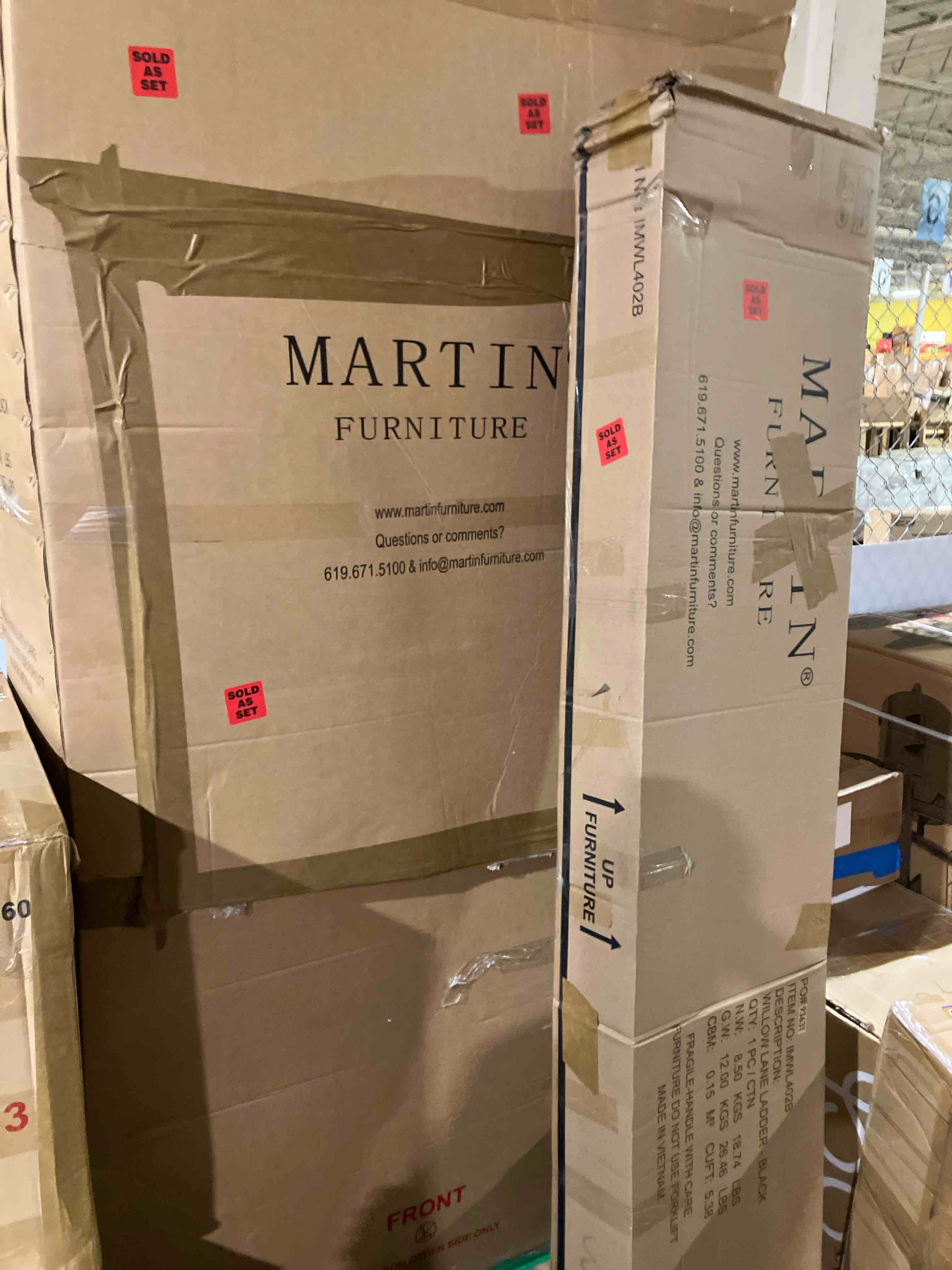 Condition photo showing New/Like New for martin furniture willow lane 94inch tall bookcase in black imwl4094b with ladder - scratch and dent item- 2 boxes