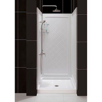 dreamline qwall-5 40-in x 34-in 3-piece glue to wall white side and back walls, (may have missing components/box damaged)